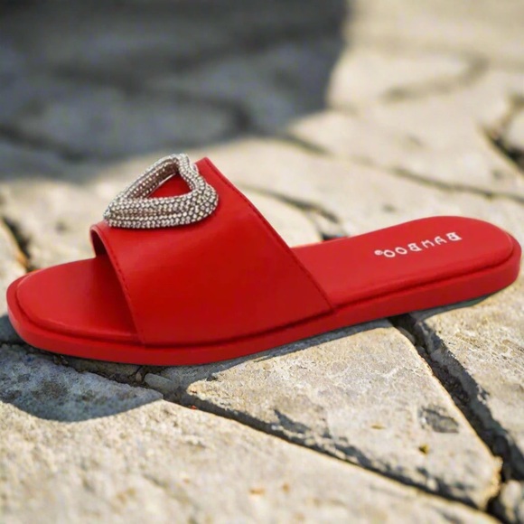 LOVE Red Rhinestone Sandals Collection - Picture 1 of 2